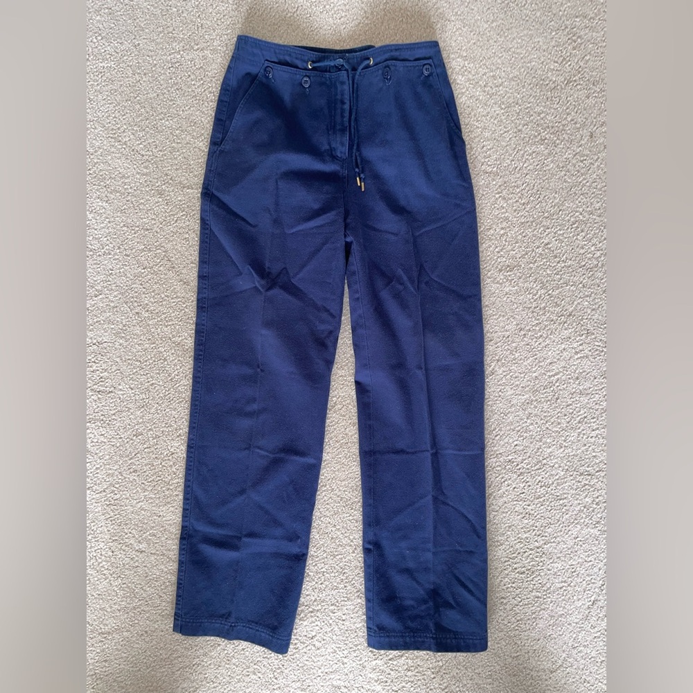 Lauren Ralph Lauren Navy Wide Leg Drawstring Pants Size 6 Women